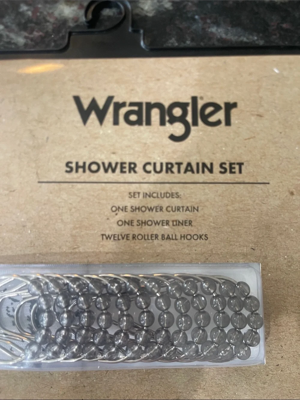 Wrangler White Shower Curtain Set with Black Accent